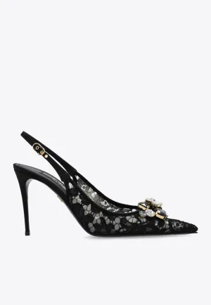 90 Lurex Lace Slingback Pumps