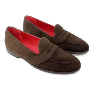 Barney Suede Penny Loafer in Brown by Alan Payne Footwear