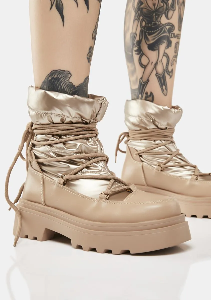 Beige Cimarron Platform Boots