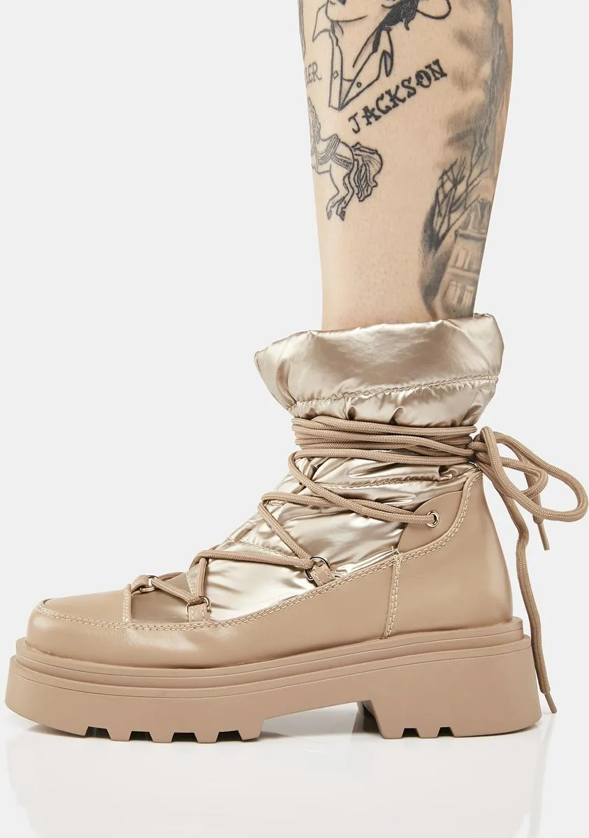 Beige Cimarron Platform Boots