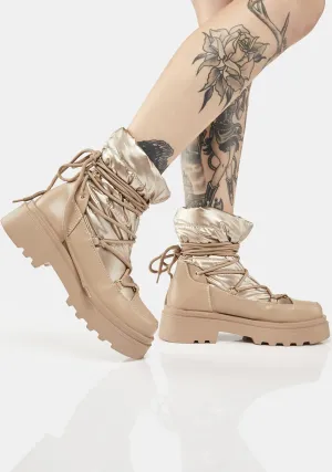 Beige Cimarron Platform Boots