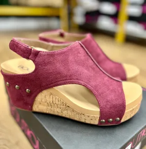 Corkys Carley Dark Red Suede Wedges