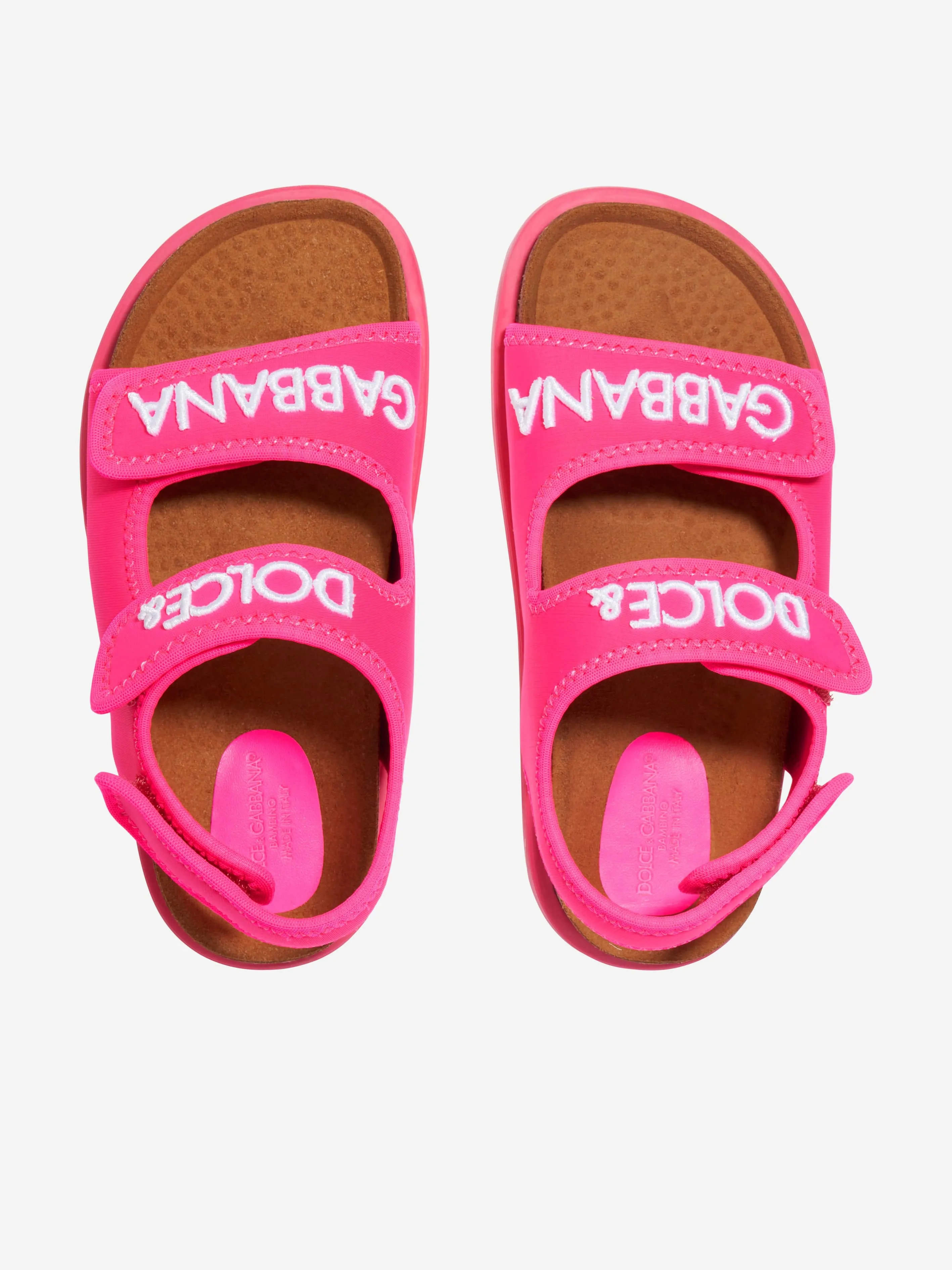 Dolce & Gabbana Girls Lycra Logo Sandals in Pink