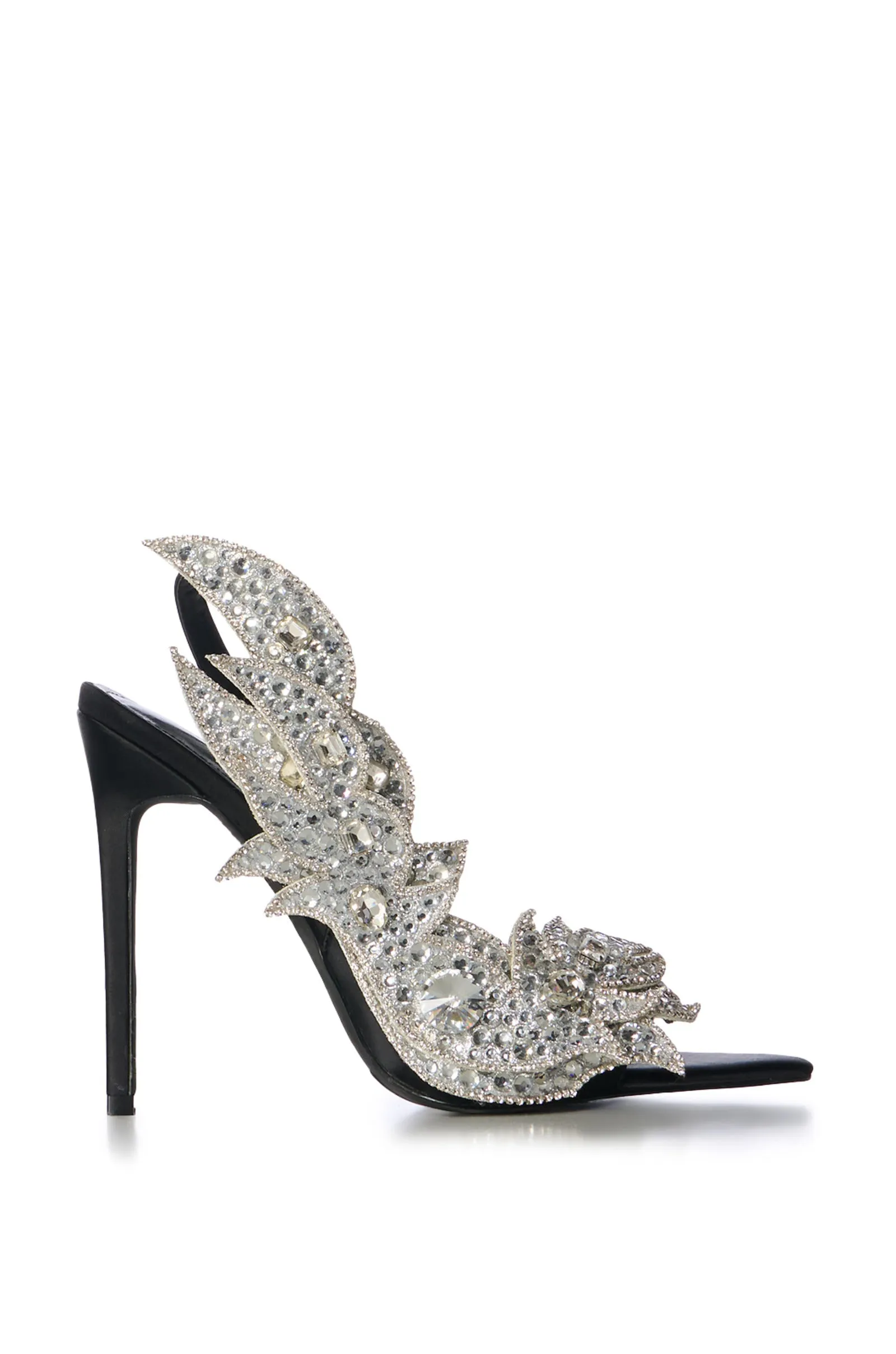 FAWNA-BLACK POINTED TOE HEELED SANDAL