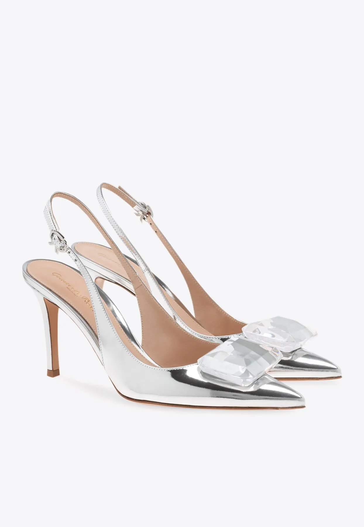 Jaipur 85 Metallic-Leather Slingback Pumps