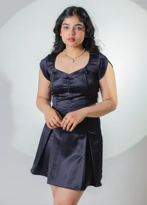 Luna Navy Blue Pleated skirt