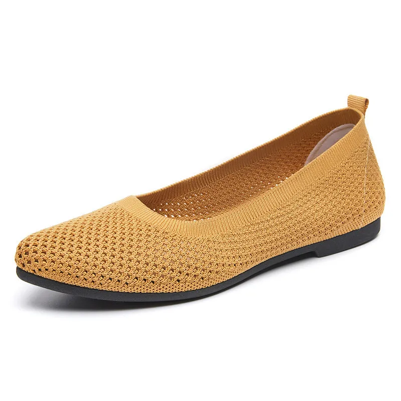 Pointed Toe Knit Ballet Flat Shoes