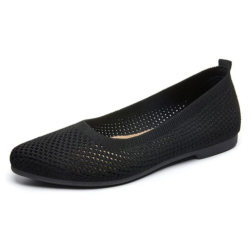 Pointed Toe Knit Ballet Flat Shoes