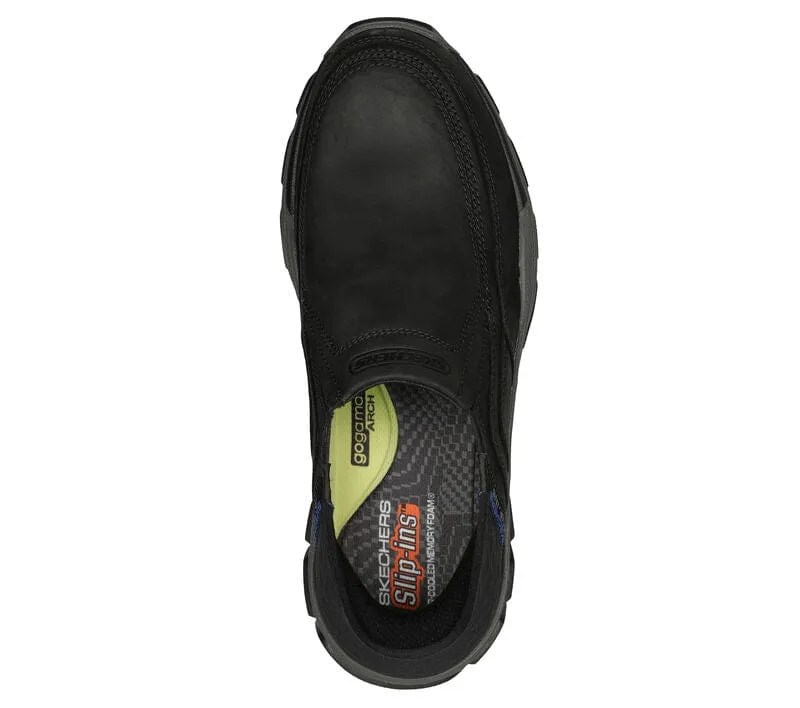 Skechers Men's Respected Elgin Slip Ons- Black
