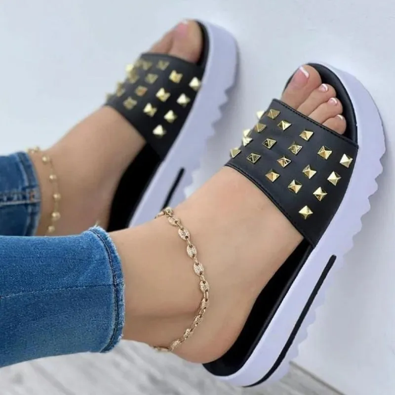 Sonicelife  Women Sandals 2024 Punk Style Heels Sandals For Summer Shoes Women Thick Bottom Slippers Platform Sandals Wedges Chaussure Femme